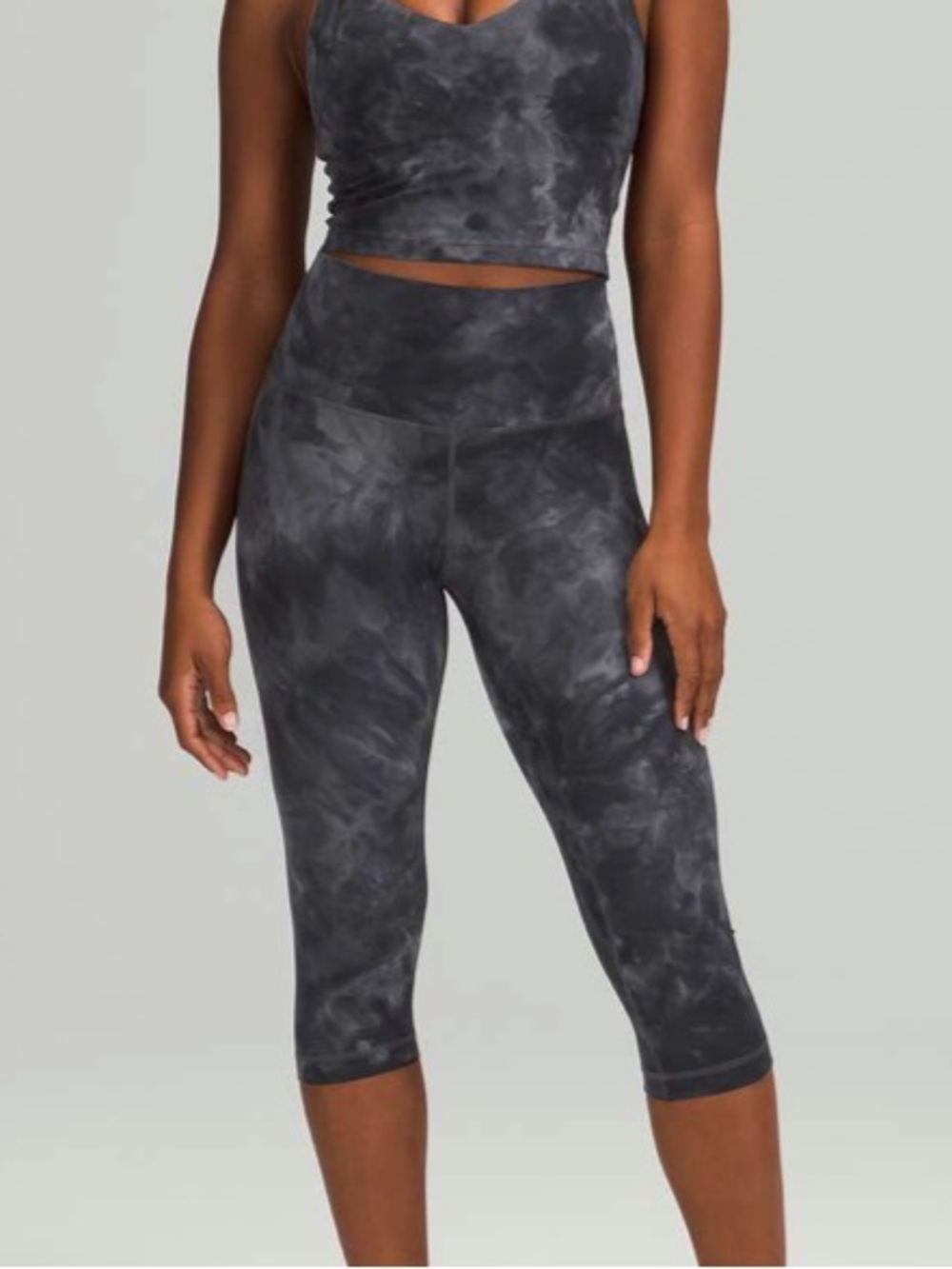 NWT Lululemon Align HR Crop 17" Leggings Diamond Dye Pitch Grey Graphite Grey 14